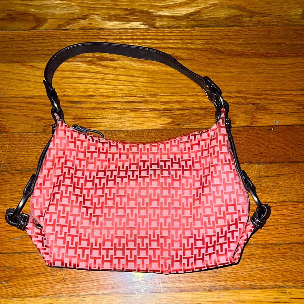 Tommy Hilfiger Orange Logo Hobo Shoulder Bag Purse